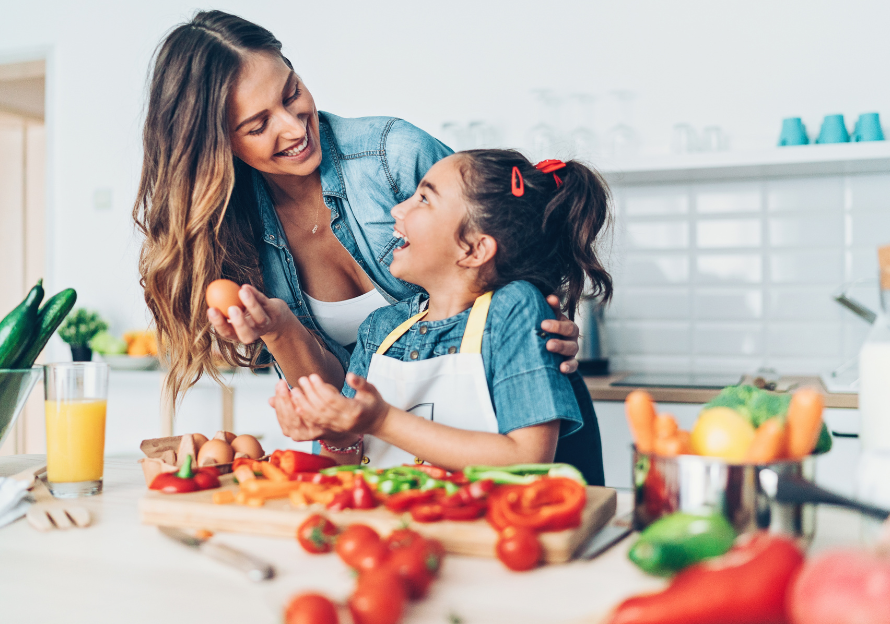 Happy Family Cooking a Healthy Meal