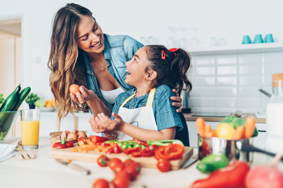 Happy Family Cooking a Healthy Meal